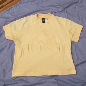 Adidas peach cropped tee mesh insert Med